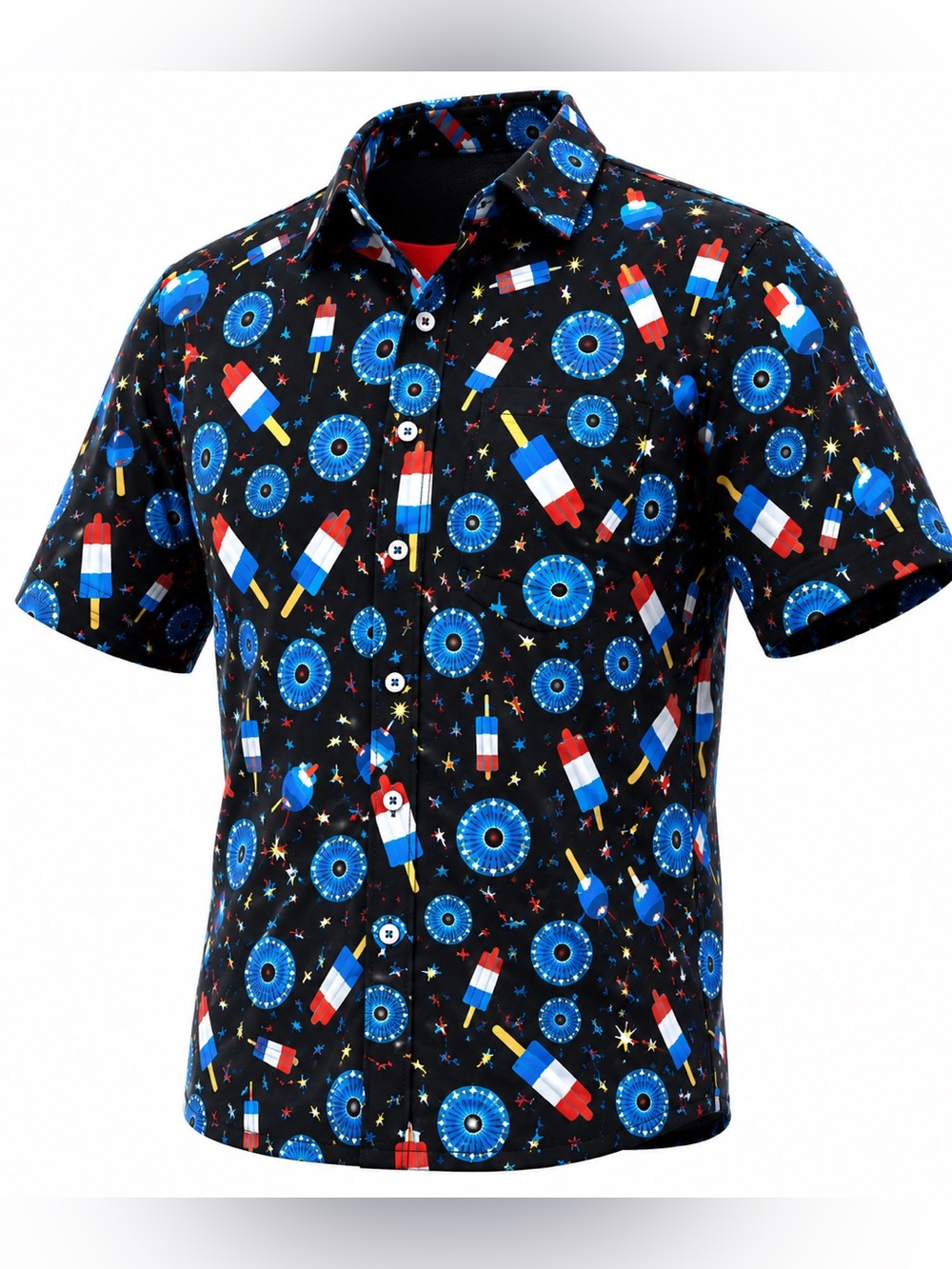 Deolax 4th of July Donut Popsicle Performance Golf Shirt Men’s Large Patriotic